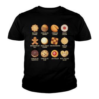 Cookie Types Fun Dessert Treats Delicious Pastries Youth T-shirt - Thegiftio UK