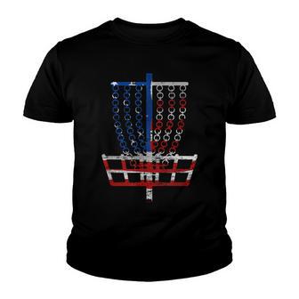 Cool Us Flag Disc Golf Basket - Fourth Of July Disc Golfer Youth T-shirt - Thegiftio UK