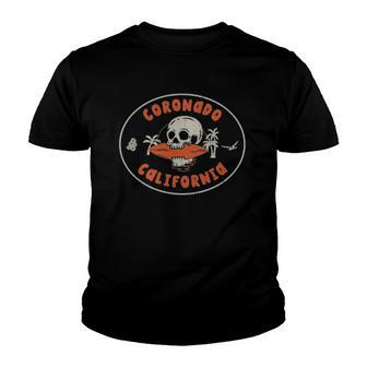 Coronado California Ca Retro Surfer Beach Front & Back Youth T-shirt | Mazezy