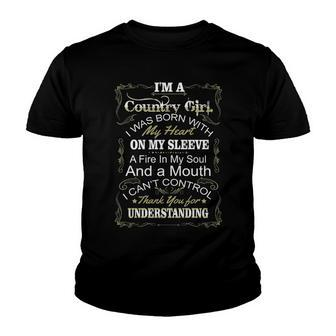Country Girl Country Girl I Was Born With My Heart On My Sleeve Youth T-shirt - Seseable