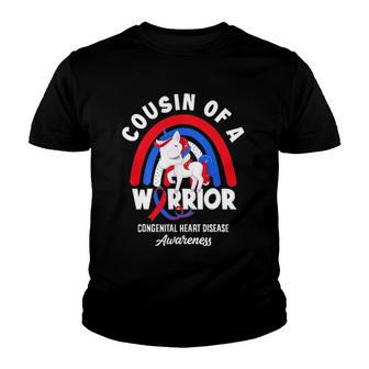 Cousin Of A Warrior Chd Congenital Heart Defect Awareness Youth T-shirt - Thegiftio UK