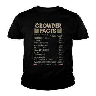 Crowder Name Gift Crowder Facts Youth T-shirt - Seseable
