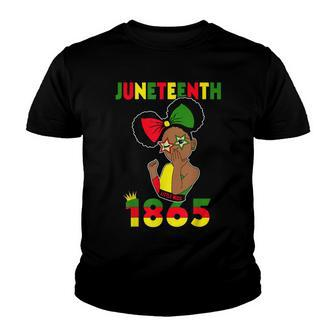Cute Black Messy Bun Junenth Celebrating 1865 Girls Kids  Youth T-shirt