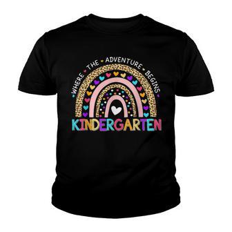 Cute Leopard Rainbow Kindergarten Where The Adventure Begins V3 Youth T-shirt - Thegiftio UK