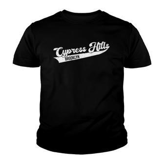 Cypress Hills Brooklyn Typographic Distressed Design Youth T-shirt | Mazezy