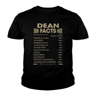 Dean Name Gift Dean Facts Youth T-shirt - Seseable