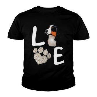 Dogs 365 Love Bernese Mountain Dog Paw Pet Rescue Youth T-shirt | Mazezy AU