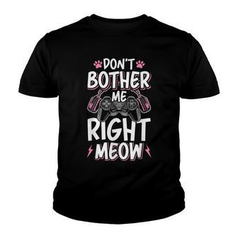 Dont Bother Me Right Meow Cat Lover Video Gamer Gaming Youth T-shirt - Seseable