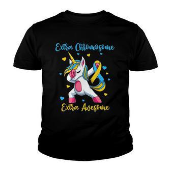Down Syndrome Girls Extra Chromosome Dabbing Unicorn Youth T-shirt | Mazezy CA
