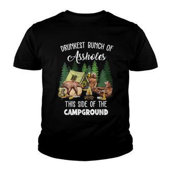 Drunkest Bunch Of This Side Of The Campground Funny Camping Youth T-shirt - Thegiftio UK