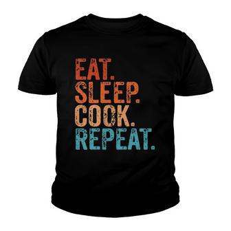 Eat Sleep Cook Repeat Cooking Chef Culinary Lunch Lady Funny V2 Youth T-shirt - Thegiftio UK