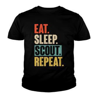 Eat Sleep Scout Repeat - Retro Vintage Scouting Youth T-shirt - Thegiftio UK