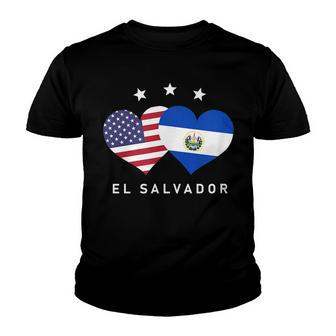 El Salvador Flag Usa Flag Love Heart Youth T-shirt - Thegiftio UK