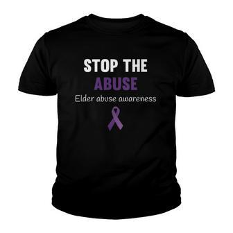 Elder Abuse Awareness Stop The Abuse Purple Ribbon Youth T-shirt | Mazezy