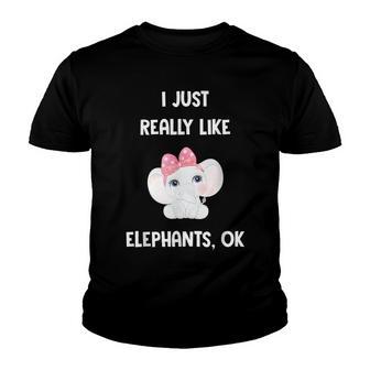 Elephant Women Cute Fun I Just Really Like Elephants Youth T-shirt - Thegiftio UK