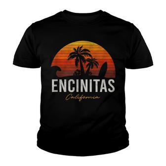 Encinitas California Ca Palms Surf Sunset Vintage Youth T-shirt - Thegiftio UK