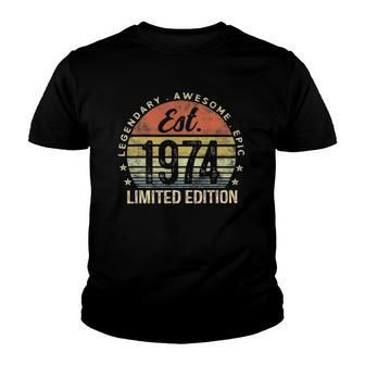 Est 1974 Limited Edition 48Th Birthday Vintage 48 Years Old Youth T-shirt | Mazezy