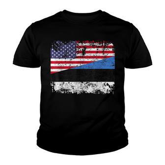Estonian Roots | Half American Flag | Usa Estonia Flag Youth T-shirt - Thegiftio UK