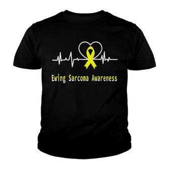 Ewings Sarcoma Awareness Heartbeat Yellow Ribbon Ewings Sarcoma Ewings Sarcoma Awareness Youth T-shirt | Favorety DE