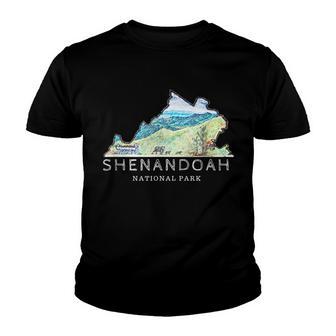 Faded Shenandoah National Park Va Camping Youth T-shirt - Thegiftio UK