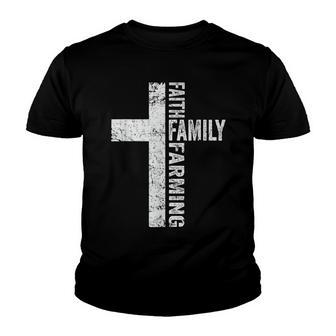 Faith Family Farming Freedom - Usa Christian Farmer Cross Youth T-shirt - Thegiftio UK