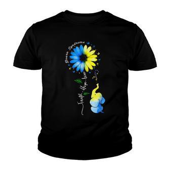 Faith Hope Love Awareness Downs Syndrome The Blue Elephant Youth T-shirt - Thegiftio UK