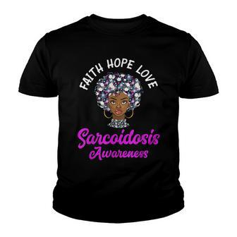 Faith Hope Love Sarcoidosis Awareness Youth T-shirt - Thegiftio UK