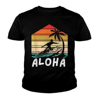 Family Vacation 2022 Palm Tree Aloha Hawaii Hawaiian Surfing Youth T-shirt - Thegiftio UK