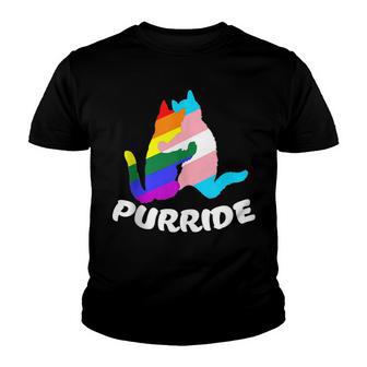 Feline The Purride Gay Pride Cat Kitten Rainbow Youth T-shirt - Thegiftio UK