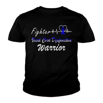 Fighter Vocal Cord Dysfunction Warrior Heartbeat Blue Ribbon Vcd Vocal Cord Dysfunction Awareness Youth T-shirt | Favorety UK