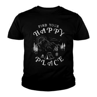 Find Your Happy Place Camping Wilderness Vintage Youth T-shirt - Thegiftio UK