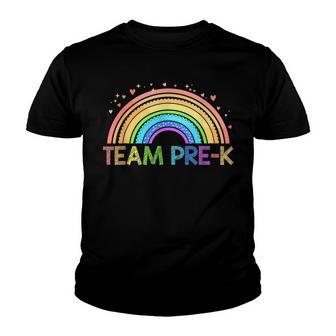 First Day Of School Team Pre-K Teacher Rainbow Youth T-shirt - Thegiftio UK