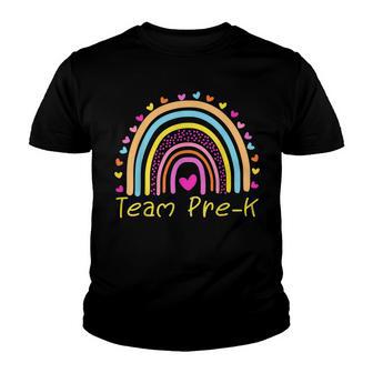 First Day Of Team Pre-K Squad Crew Teacher Rainbow Youth T-shirt - Thegiftio UK