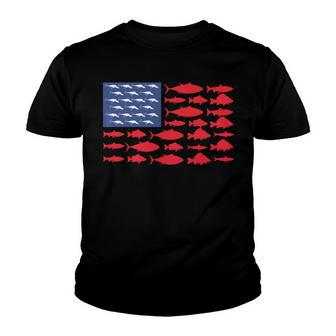 Fish American Flag Patriotic Usa Fishing Youth T-shirt - Thegiftio UK