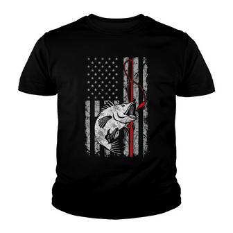 Fishing American Flag Vintage Usa Bass Fisherman V3 Youth T-shirt - Thegiftio UK