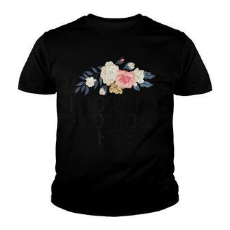 Floral Flowers I Closed My Book To Be Here Youth T-shirt - Thegiftio UK