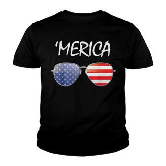 Fourth Of July 4Th July Us America Flag Kids Boys Merica Youth T-shirt - Seseable