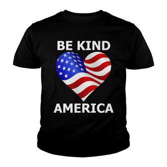 Fourth Of July American Flag Be Kind Youth T-shirt - Thegiftio UK