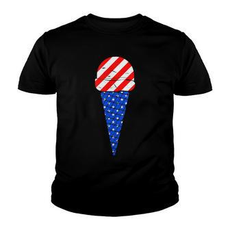 Fourth Of July American Flag Ice Cream Youth T-shirt - Seseable