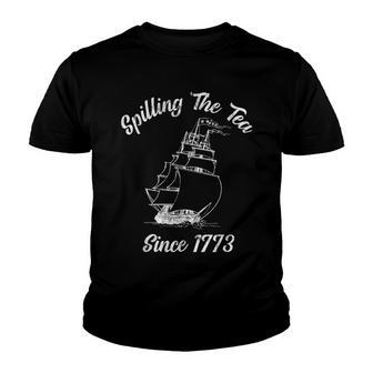 Fourth Of July Spilling The Tea 1773 Funny American History Youth T-shirt - Thegiftio UK