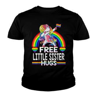 Free Little Sister Hugs Unicorn Lgbt Pride Rainbow Youth T-shirt - Thegiftio UK