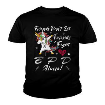 Friends Dont Let Friends Fight Borderline Personality Disorder Bpd Alone Unicorn Grey Ribbon Borderline Personality Disorder Bpd Awareness Youth T-shirt | Favorety DE