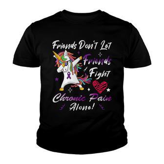 Friends Dont Let Friends Fight Chronic Pain Alone Unicorn Purple Ribbon Chronic Pain Support Chronic Pain Awareness Youth T-shirt | Favorety AU