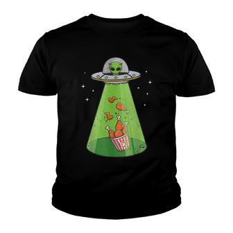 Funny Alien Ufo Abduction Fried Chicken Aliens Lover Youth T-shirt - Thegiftio UK