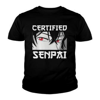 Funny Anime Otaku For Teen Boys And Weebs Certified Senpai Youth T-shirt | Mazezy