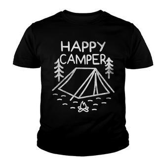 Funny Camper Happy Camping Lover Camp Vacation Youth T-shirt - Thegiftio UK