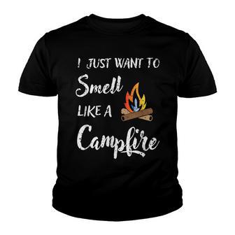 Funny Camping T Smell Like A Campfire Youth T-shirt - Thegiftio UK