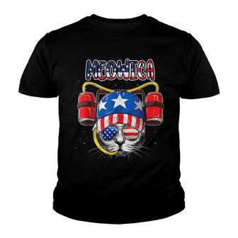 Funny Cat Beer Fourth Of July For Men Women American Meowica Youth T-shirt - Thegiftio UK