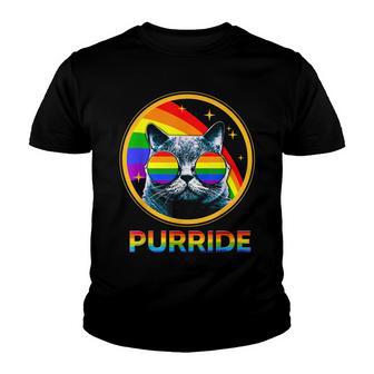 Funny Cat Gay Pride Rainbow Sunglasses Lgbtq Lgbt V2 Youth T-shirt - Thegiftio UK