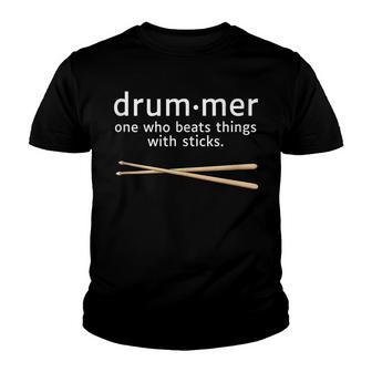 Funny Drummer Definition Percussion Music Drum Sticks Youth T-shirt - Thegiftio UK